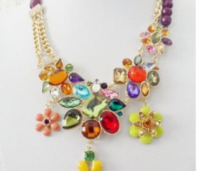 2013 new luxurious rhinestone & crystal flower necklace,fashion necklace,bubble Bib Necklace