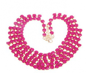 5 color choose Women Golden Chunky Bubble Resin Gem Multi Layer Choker Bib Necklace