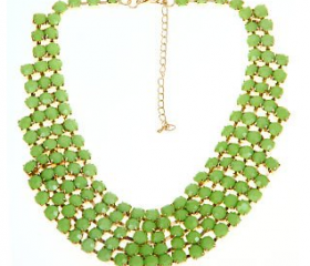 5 color choose Women Golden Chunky Bubble Resin Gem Multi Layer Choker Bib Necklace