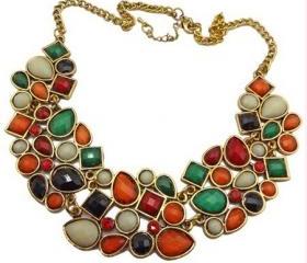 New multicolour Resin Rhinestone Drop Bubble Choker Necklace 