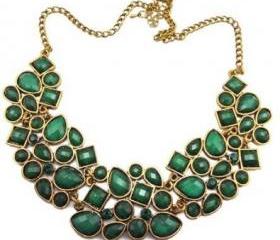Women Fashion New Green Resin Rhinestone Drop Bubble Choker Necklace 