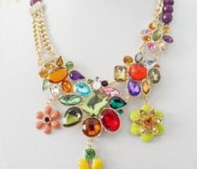 2013 new luxurious rhinestone & crystal flower necklace,fashion necklace,bubble Bib Necklace
