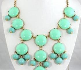 NEW Mint Green Bubble Necklace,Bubble Bib Necklace