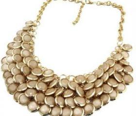 Chunky Multi Layers Resin Gem Round Beads Statement Bib Collar Necklace
